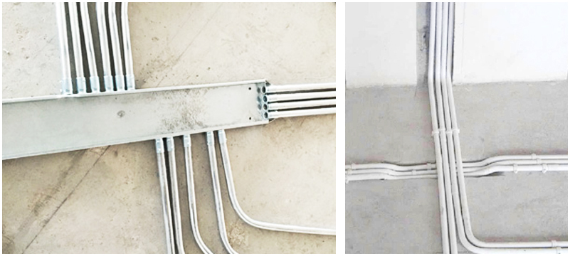 管道预埋-钢管壁厚均匀，合理架构连接紧密，管口光滑，护口齐全，整齐美观。